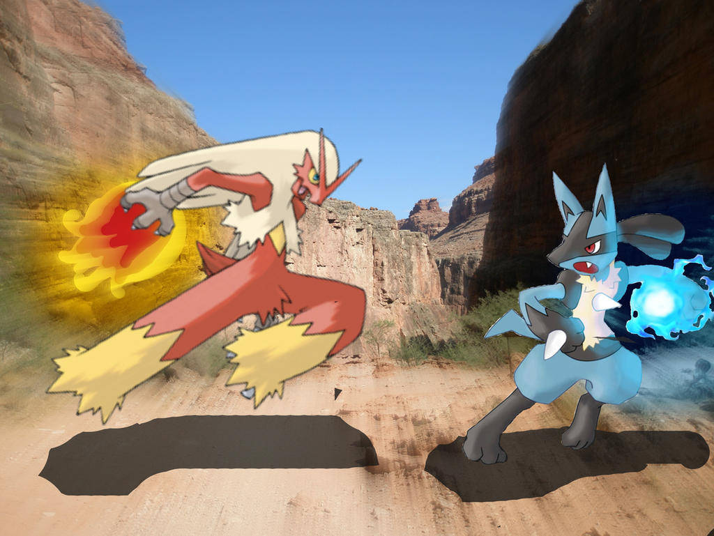 Pokemon Blaziken Lucario Battle Wallpaper