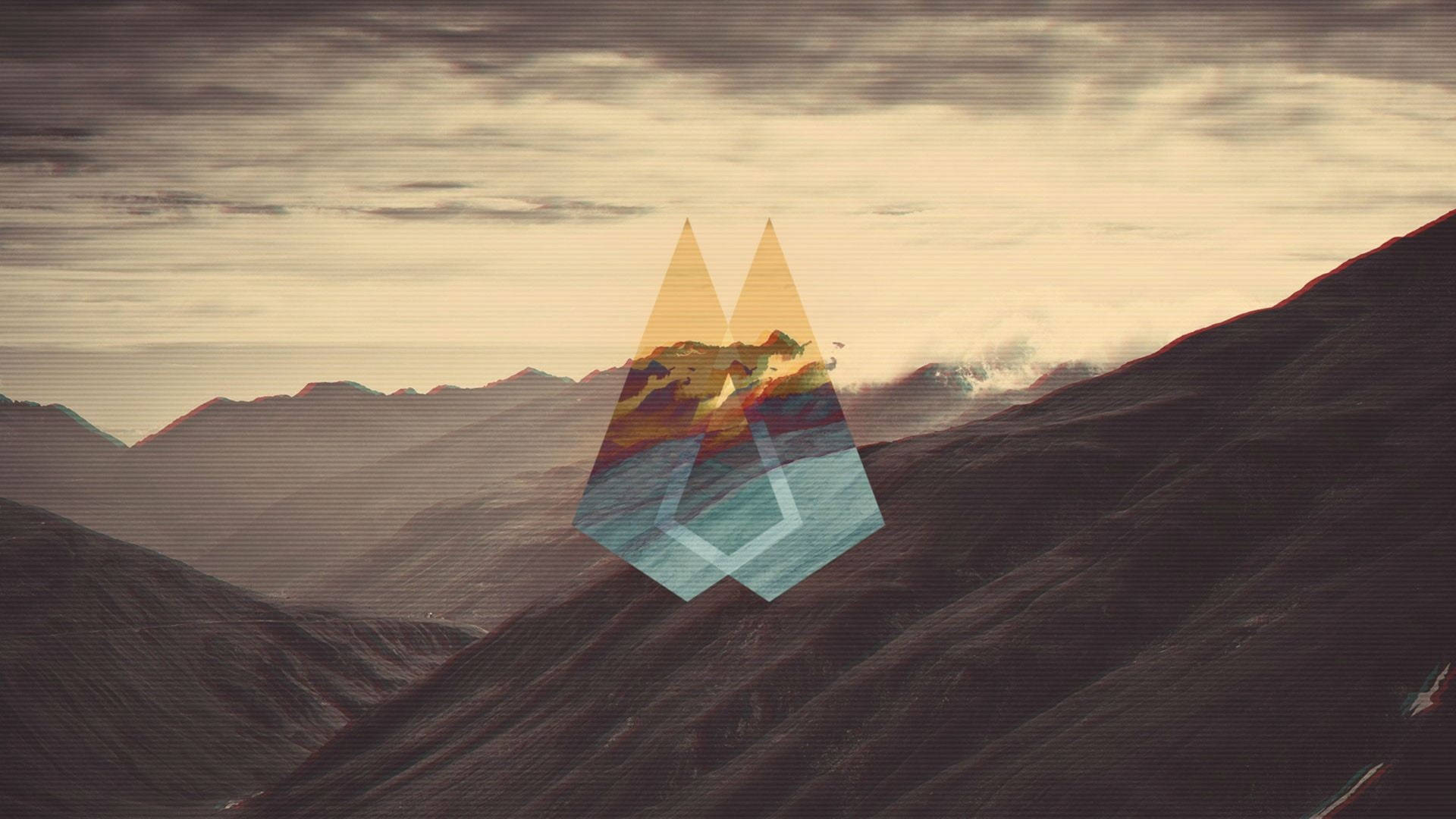 Polyscape Glitch Mountain Wallpaper