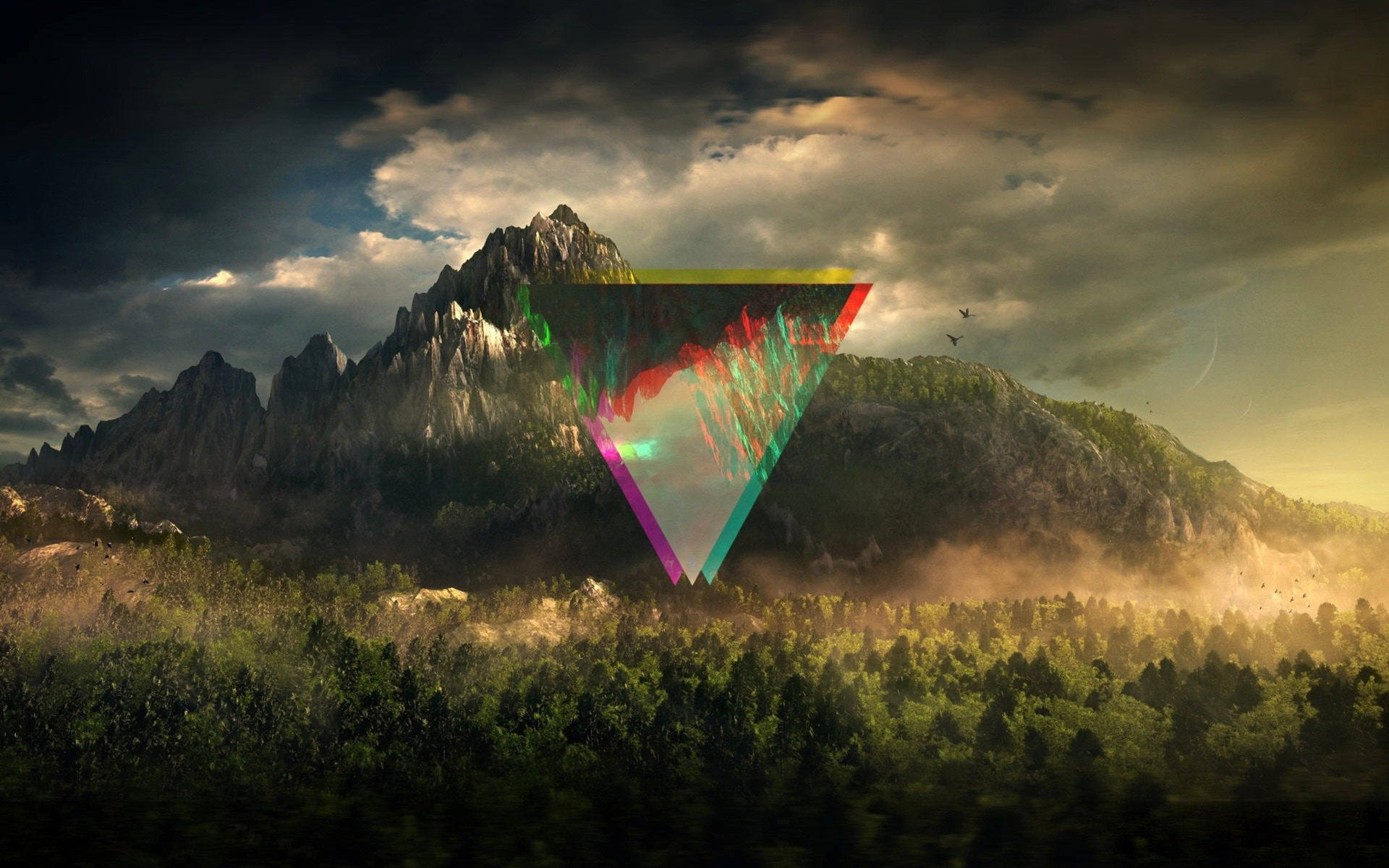 Polyscape Mountains Glitch Art Wallpaper