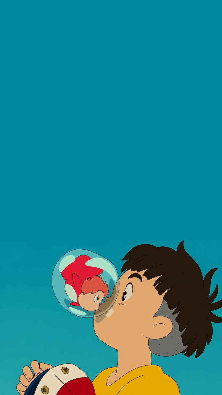 Ponyo Blue Background Wallpaper