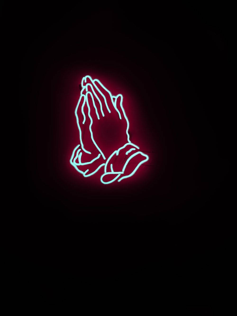 Prayer Hands Neon Lights Wallpaper