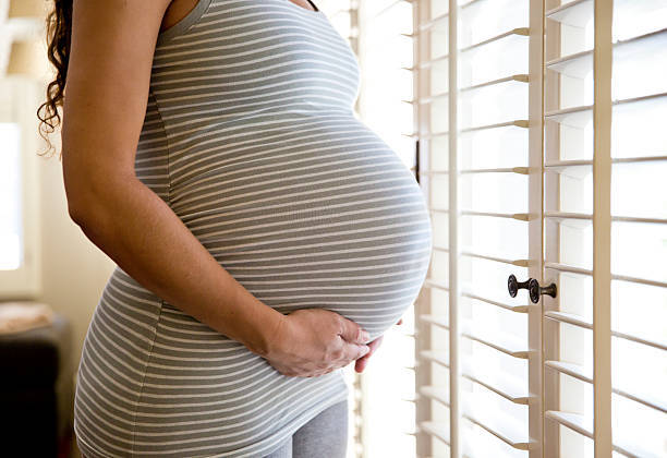 Pregnant Belly Striped Black White Dress Wallpaper