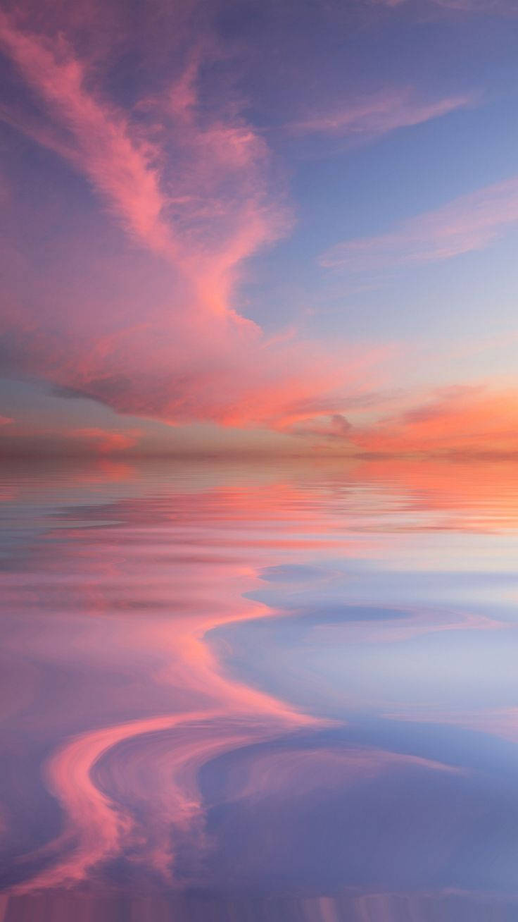 Pretty Background Lake Reflection Pink Clouds Wallpaper