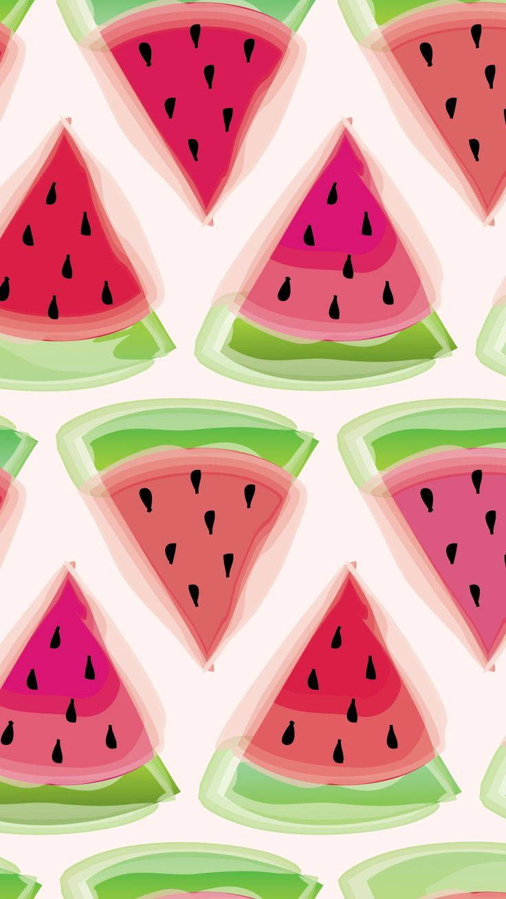 Pretty Cartoon Watermelon Pattern Wallpaper