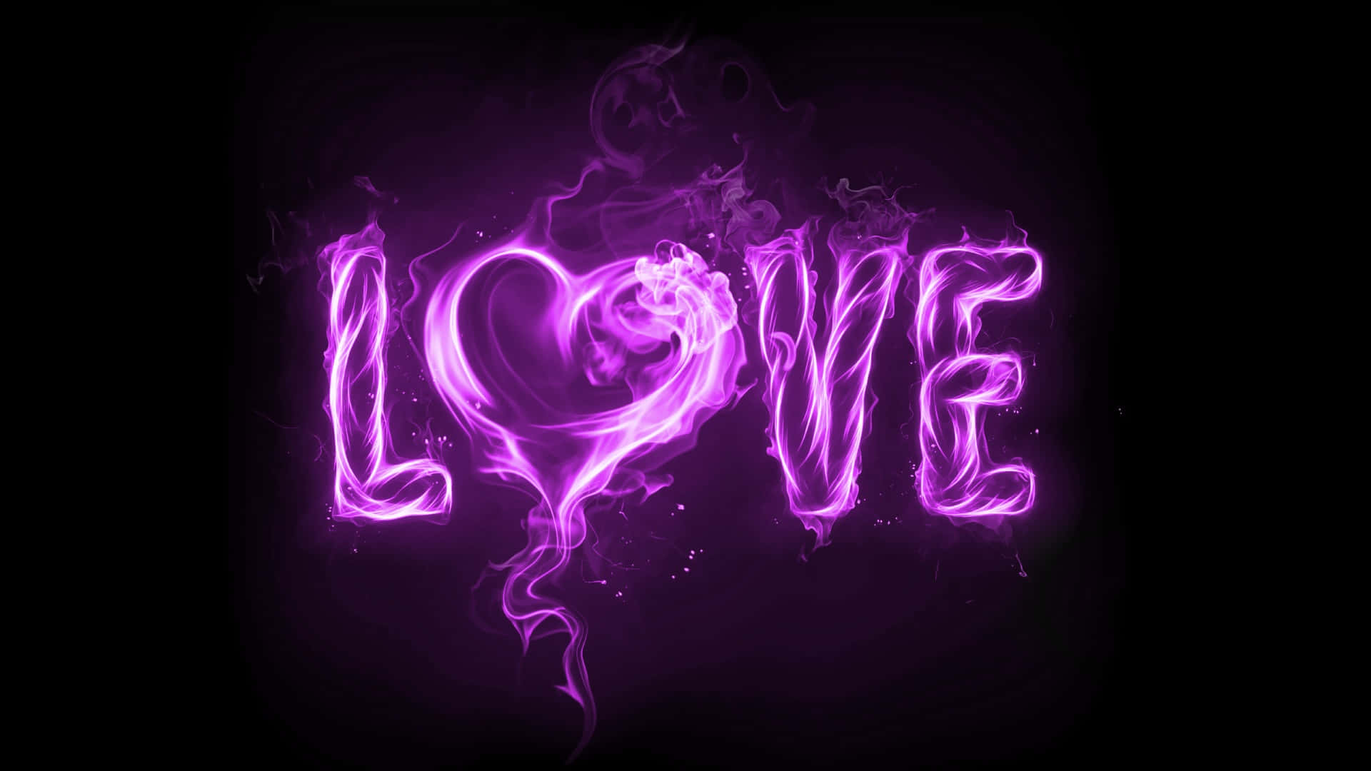 Pretty Purple Flame Spelling Love Wallpaper