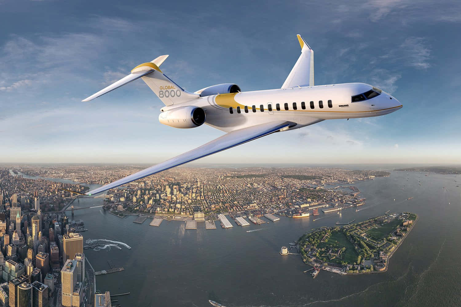 Private Jet Over City Wallpaper