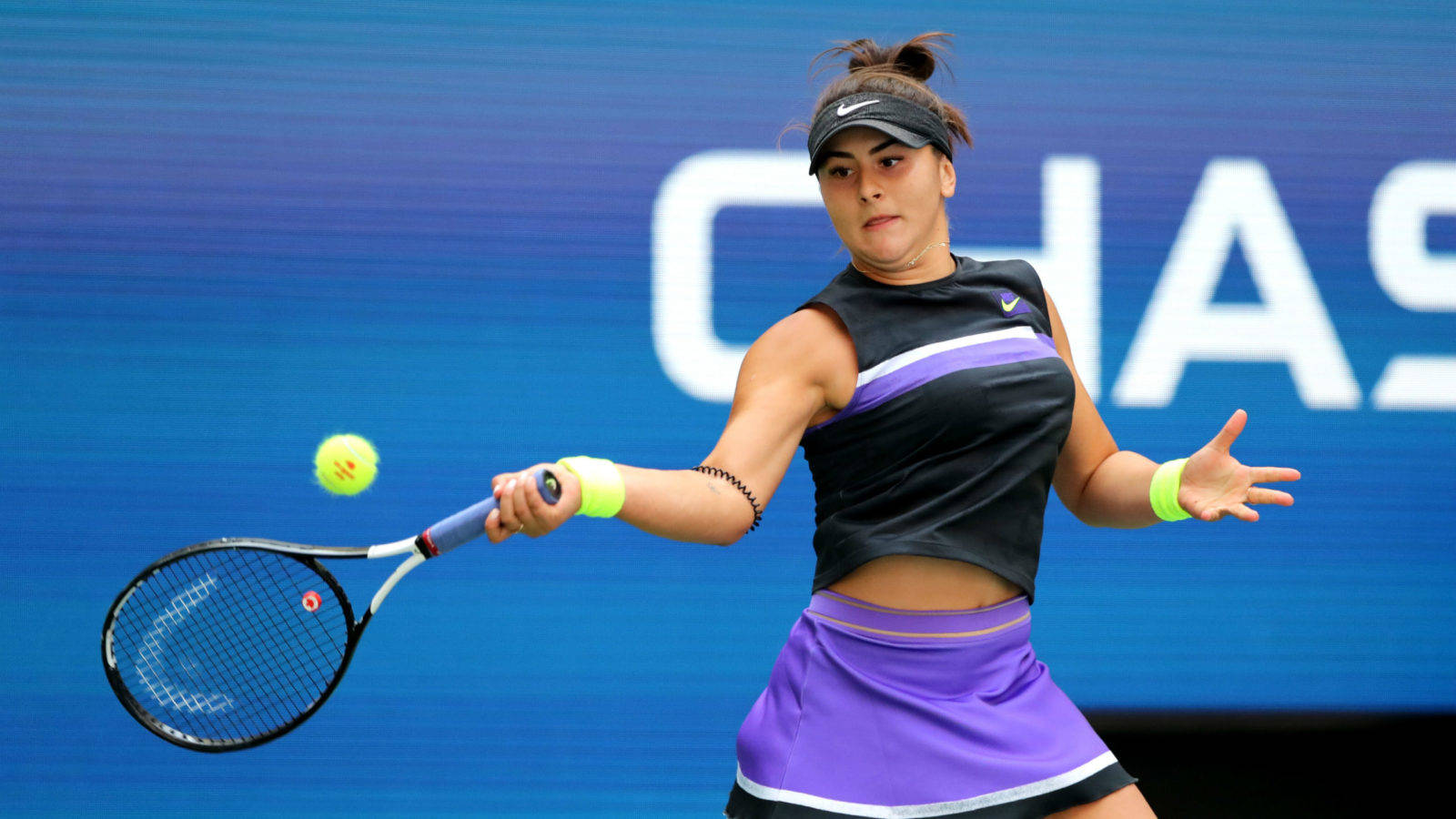 Professional Tennis Player - Bianca Andreescu In Action Wallpaper