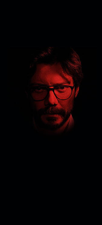 Professor Money Heist 4k In Red Light Wallpaper