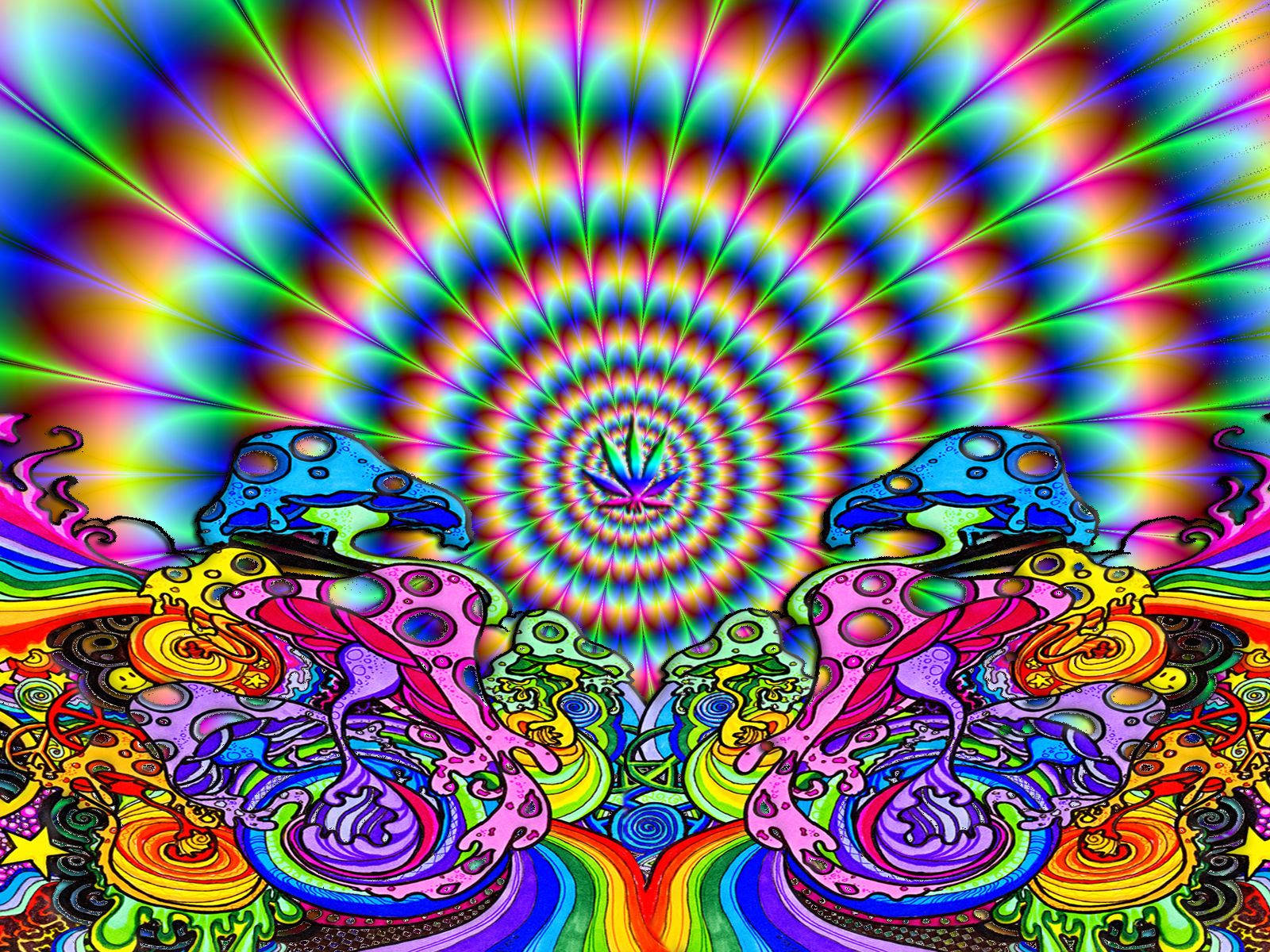 Psychedelic Trippy Mushrooms Art Wallpaper