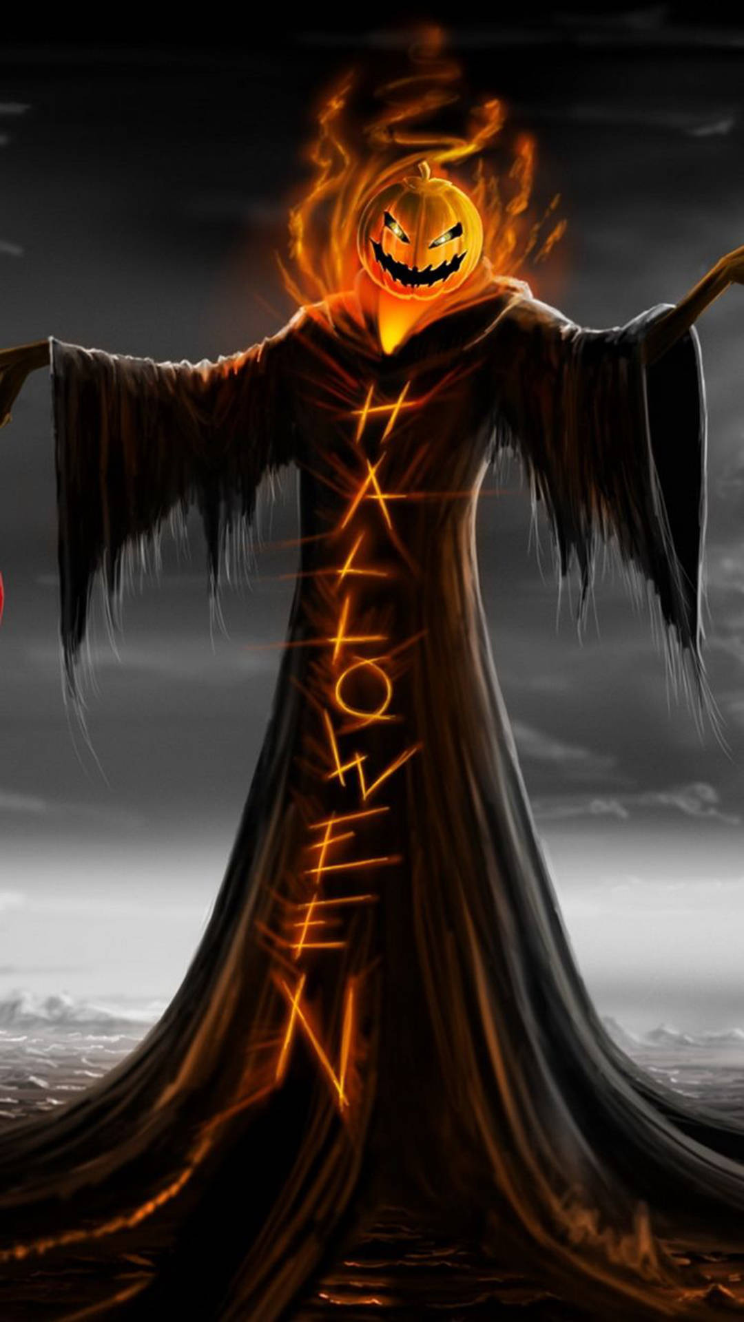 Pumpkin Grim Reaper Halloween Iphone Wallpaper
