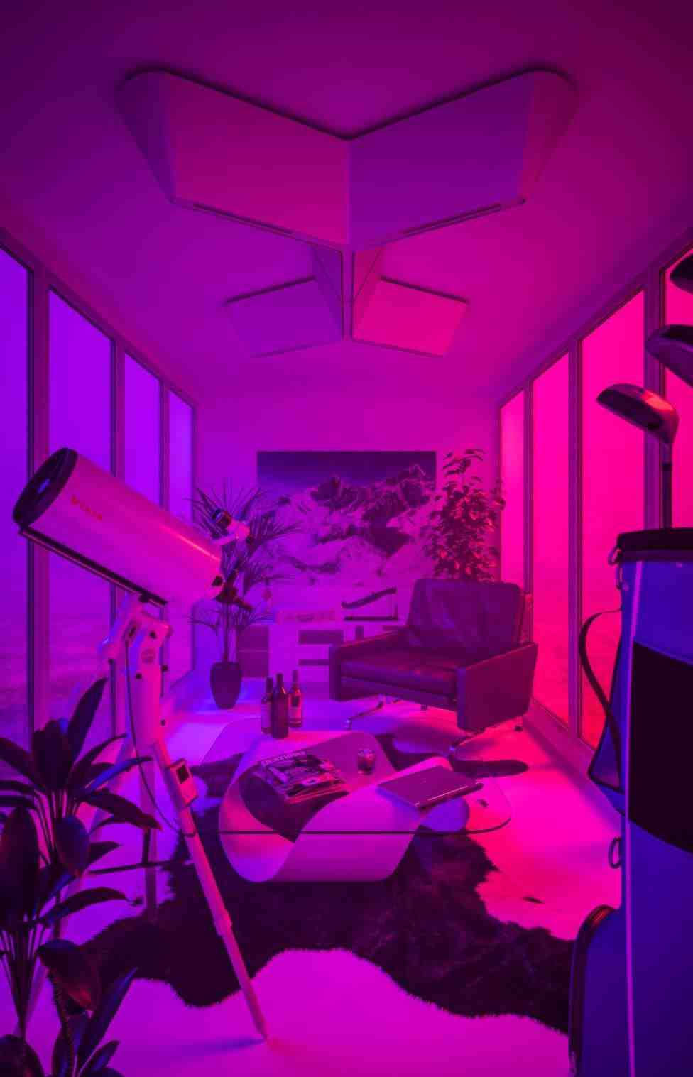Purple Aesthetic Retro Neon Room Wallpaper