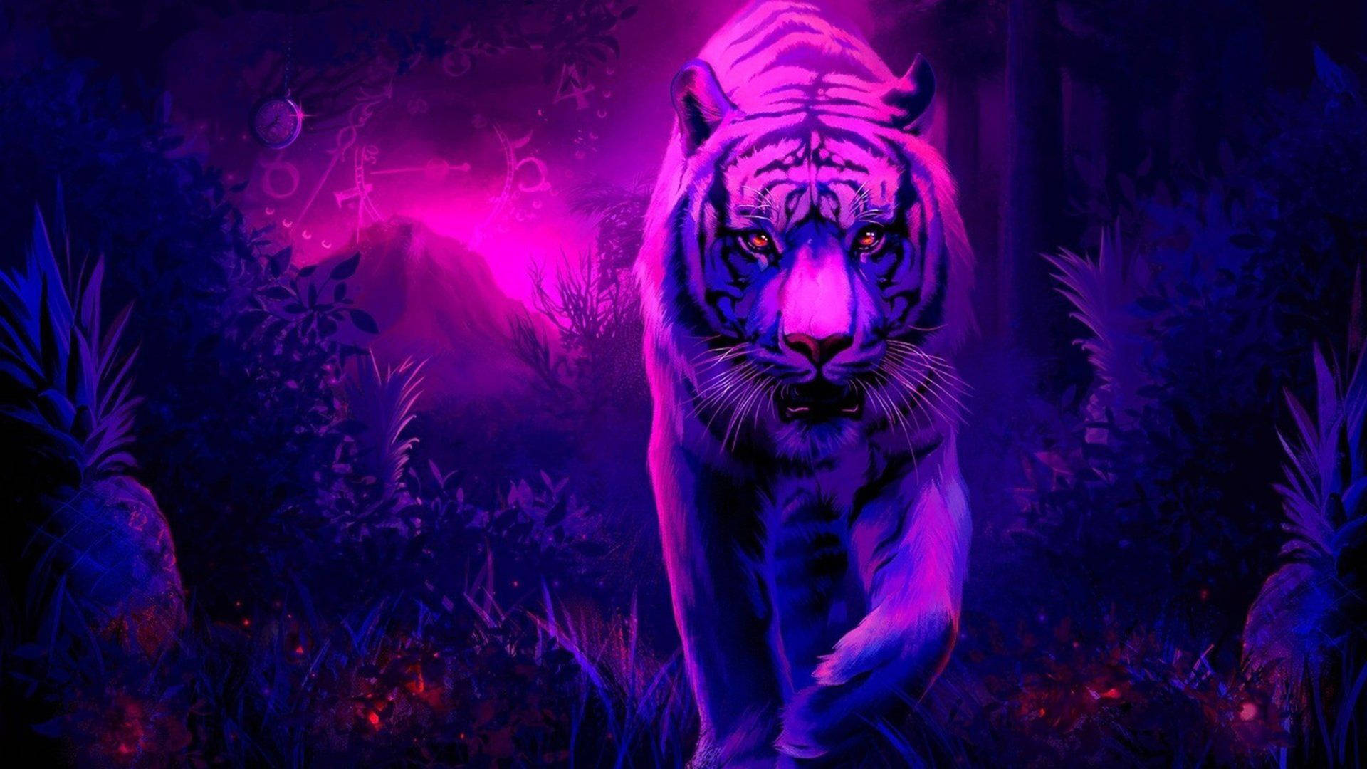 Purple Aesthetic Tiger Art Wallpaper