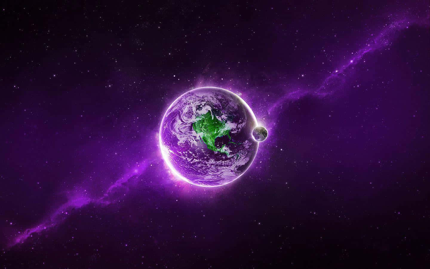 Purple Cool Earth Planet Design Wallpaper
