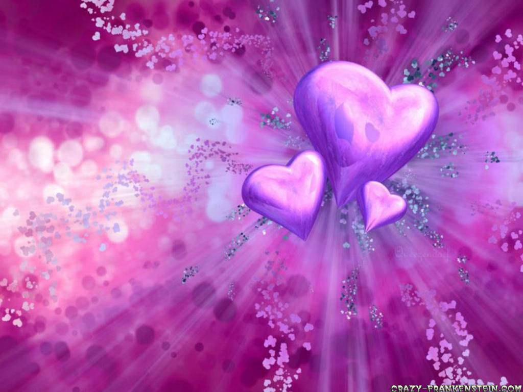 Purple Glowing Hearts Wallpaper