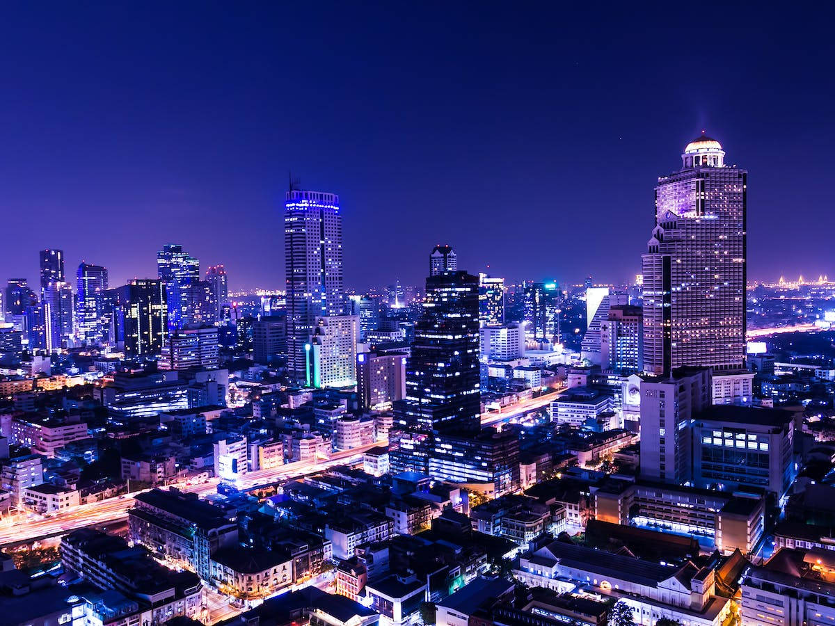 Purple Neon Bangkok City At Night Wallpaper