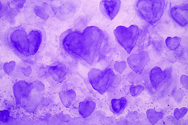 Purple Watercolor Heart Desktop Wallpaper
