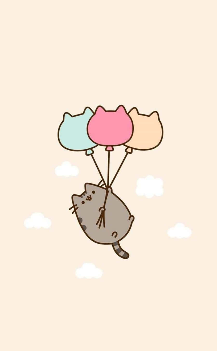 Pusheen Cat Balloon Girly Tumblr Wallpaper