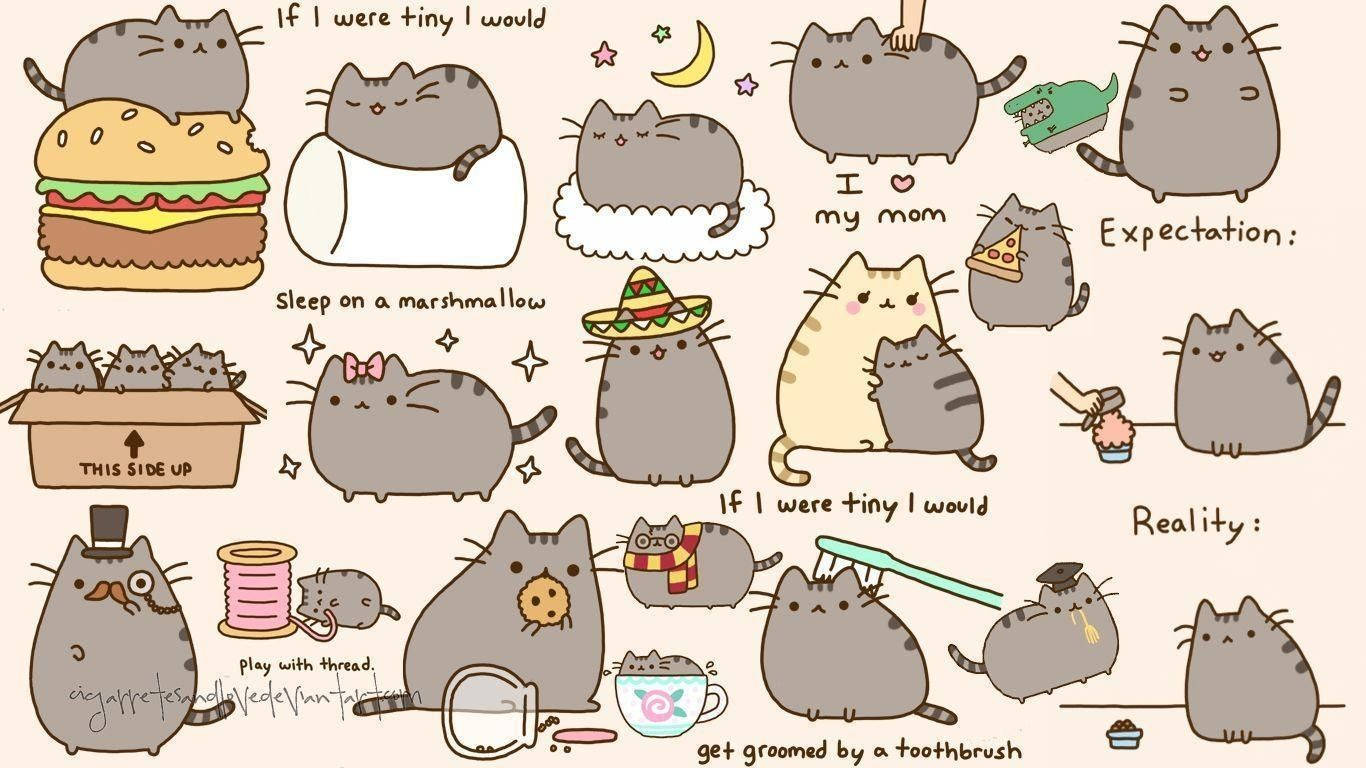 Pusheen The Cat Stickers Wallpaper