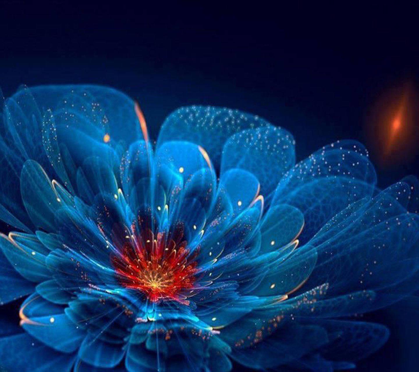 Qhd Illuminated Blue Flower Wallpaper