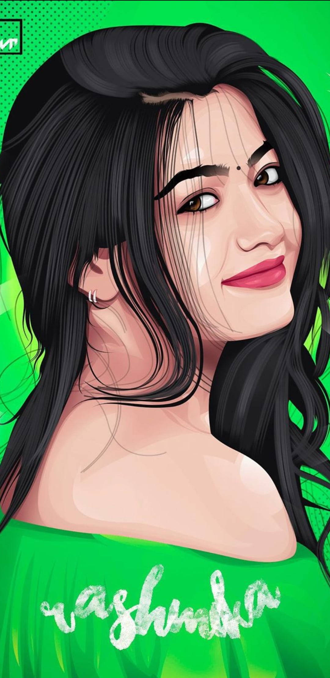 Rashmika Telugu Heroines Cartoon Wallpaper