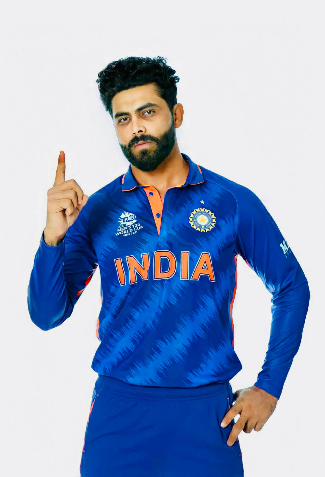 Ravindra Jadeja Pointing Up Wallpaper