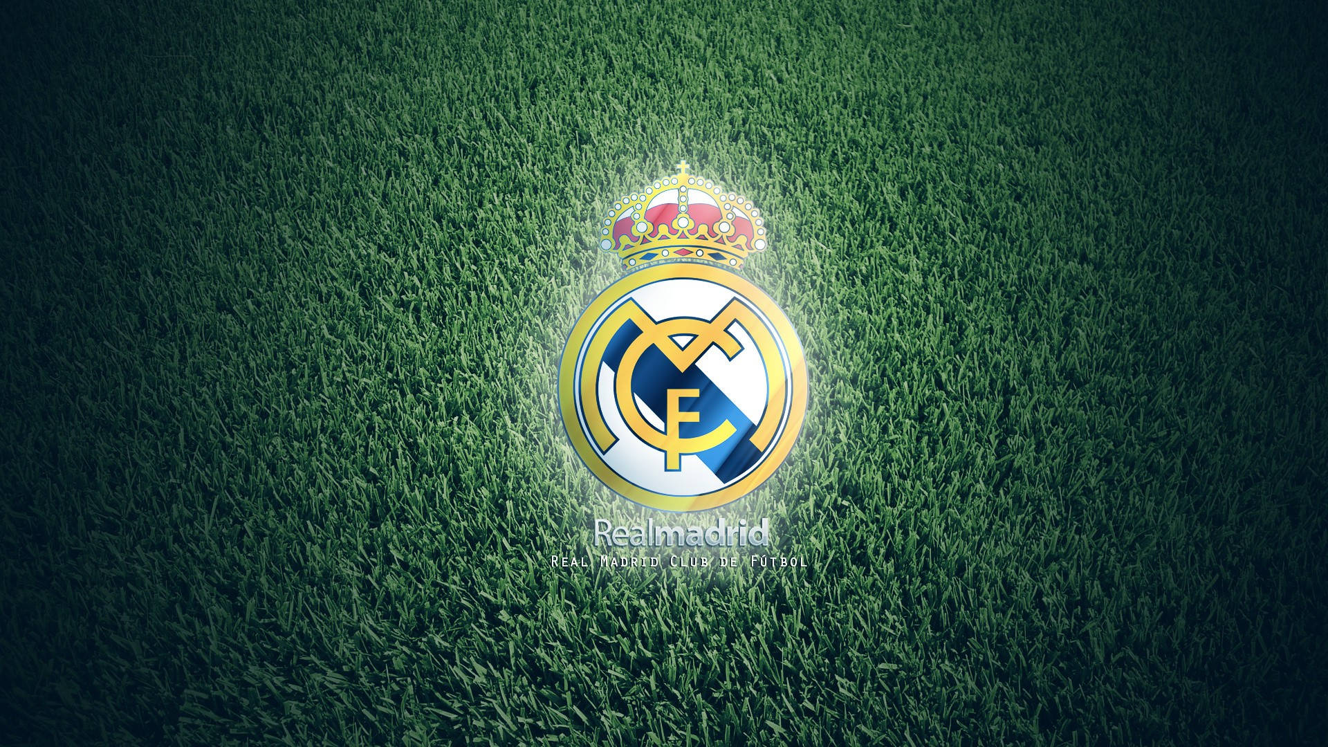Real Madrid Cf Grassy Logo Wallpaper