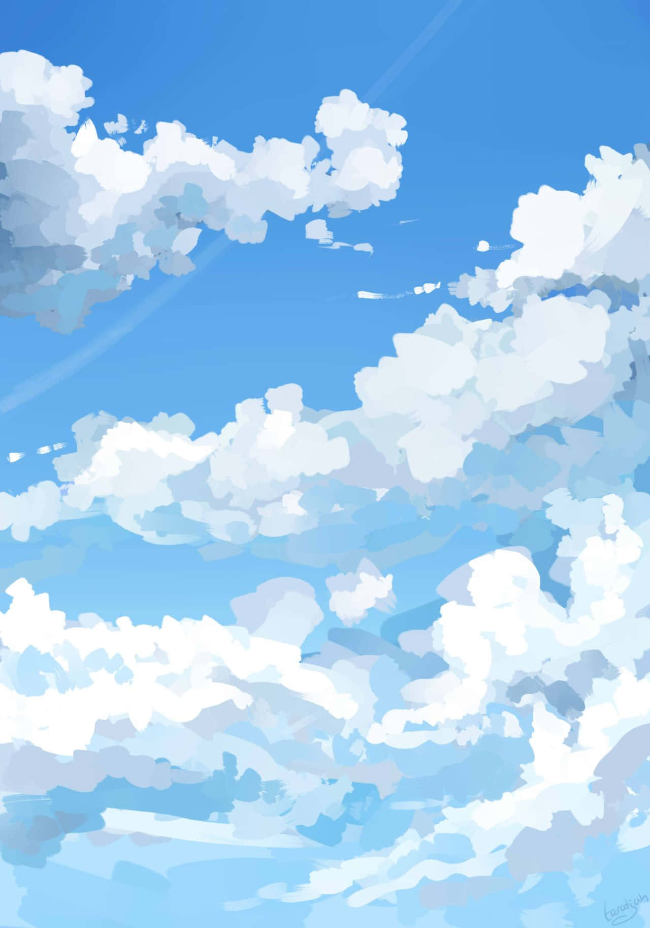Realistic Cloud Painting Aesthetic Light Blue Wallpaper