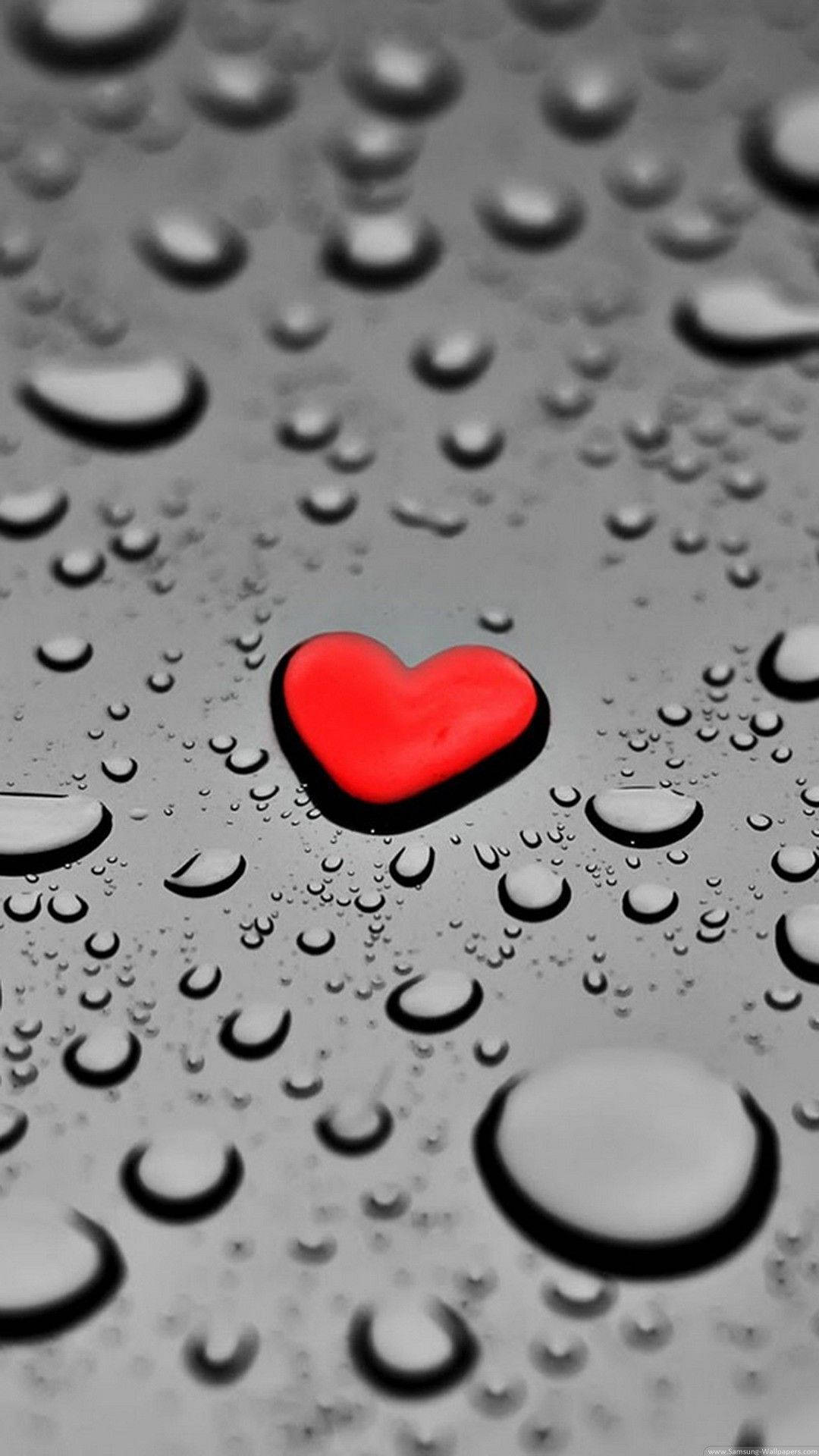 Really Cool Love Heart And Water Drops Wallpaper WallpapersOK