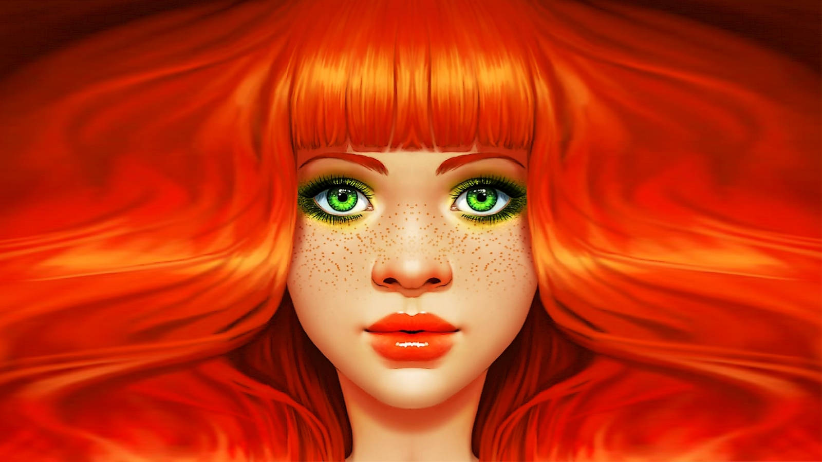 Really Cool Red-haired Beauty Wallpaper
