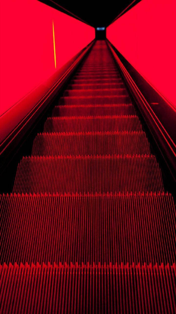 Red Aesthetic Escalator Wallpaper