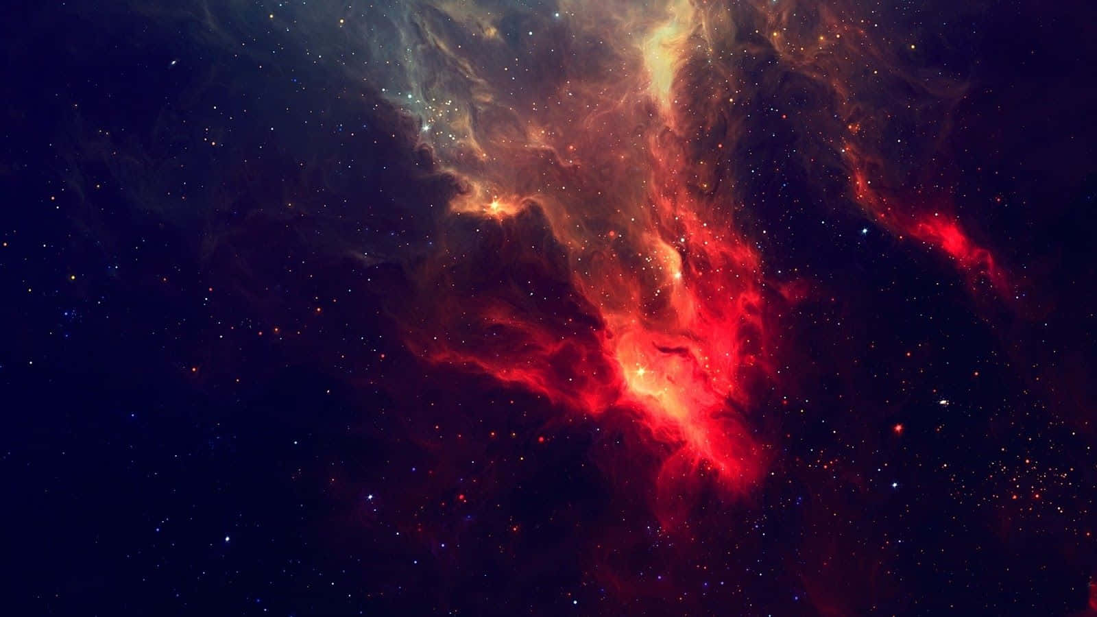 Red Aesthetic Laptop Yellow Red Nebula Wallpaper