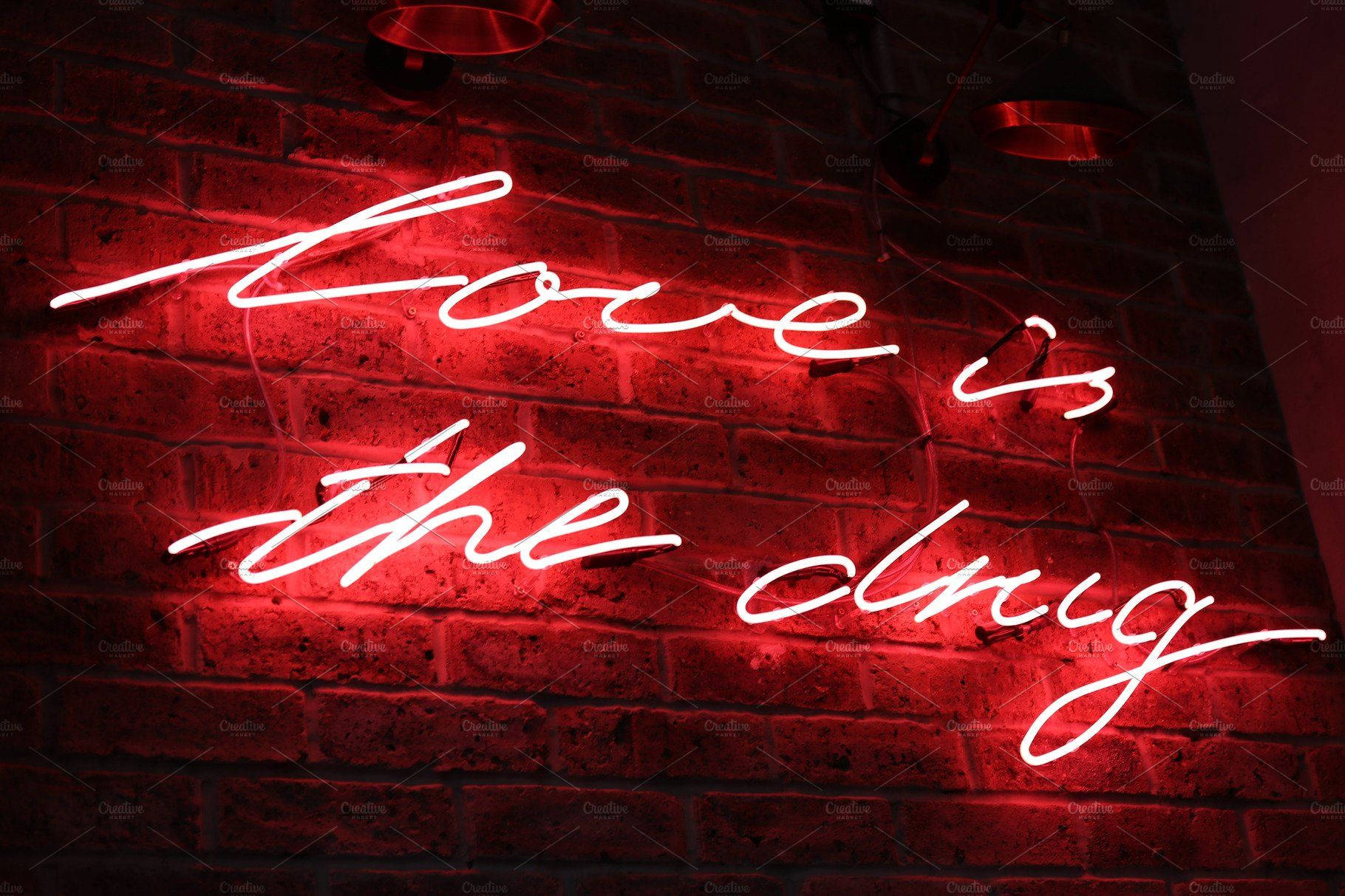 Red Aesthetic Neon Love Drug Wallpaper