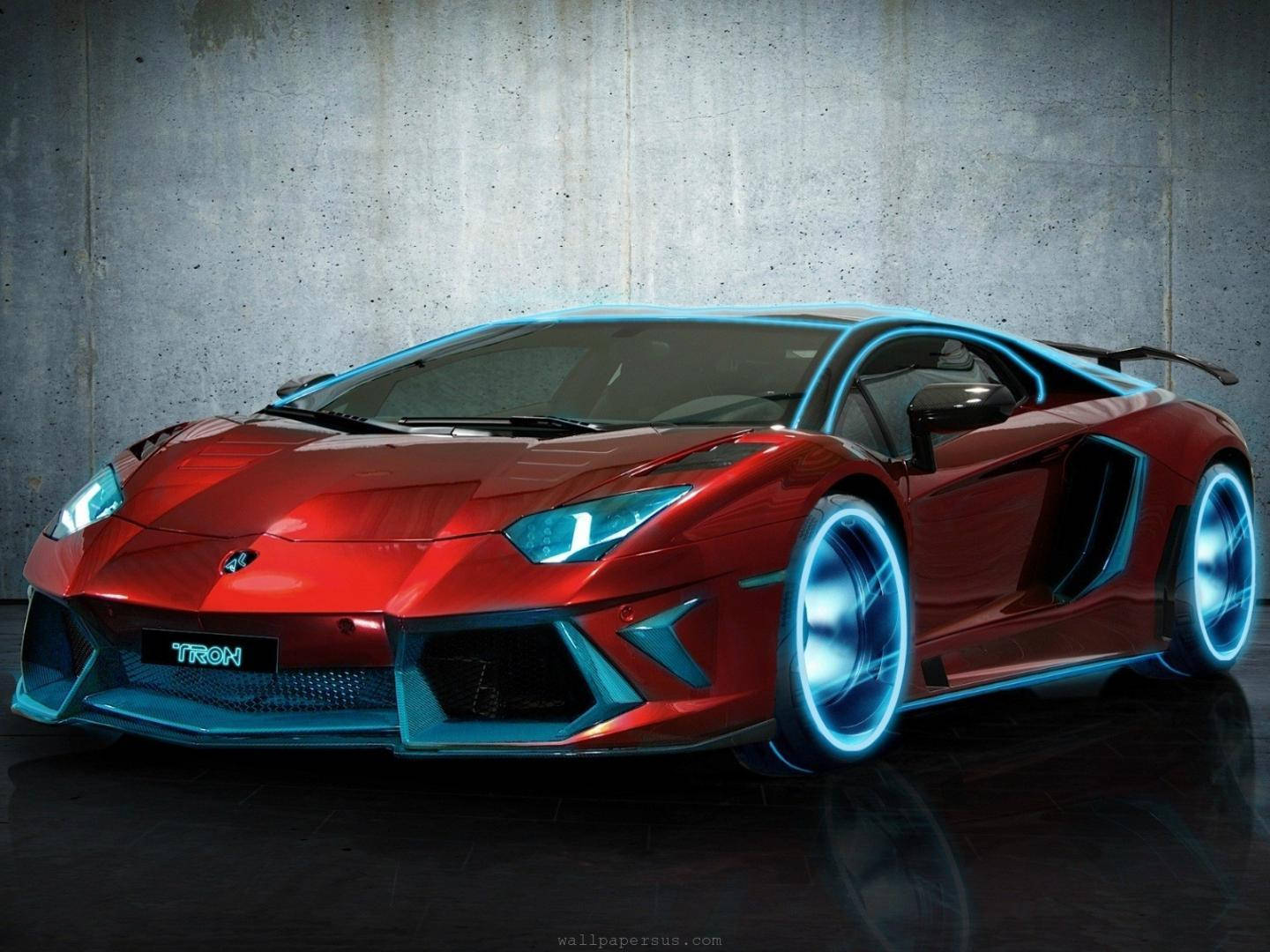 Red And Blue Neon Car Wallpaper