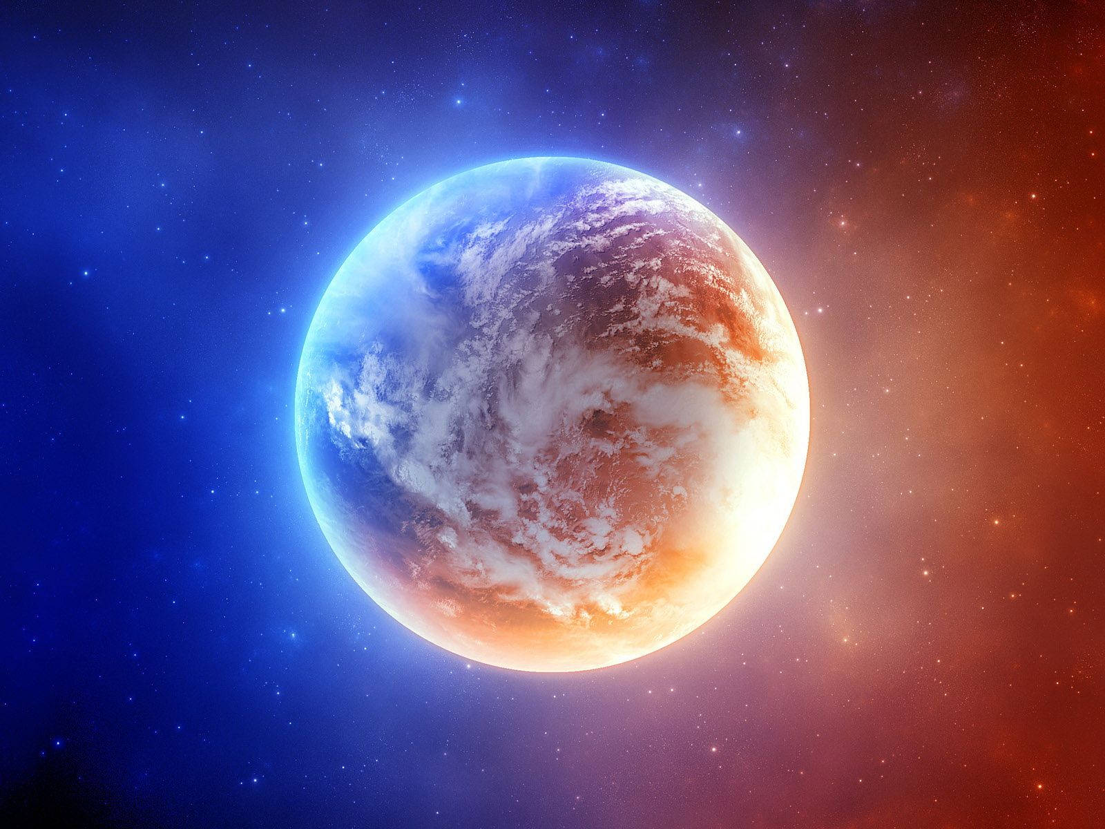 Red And Blue Planet Wallpaper