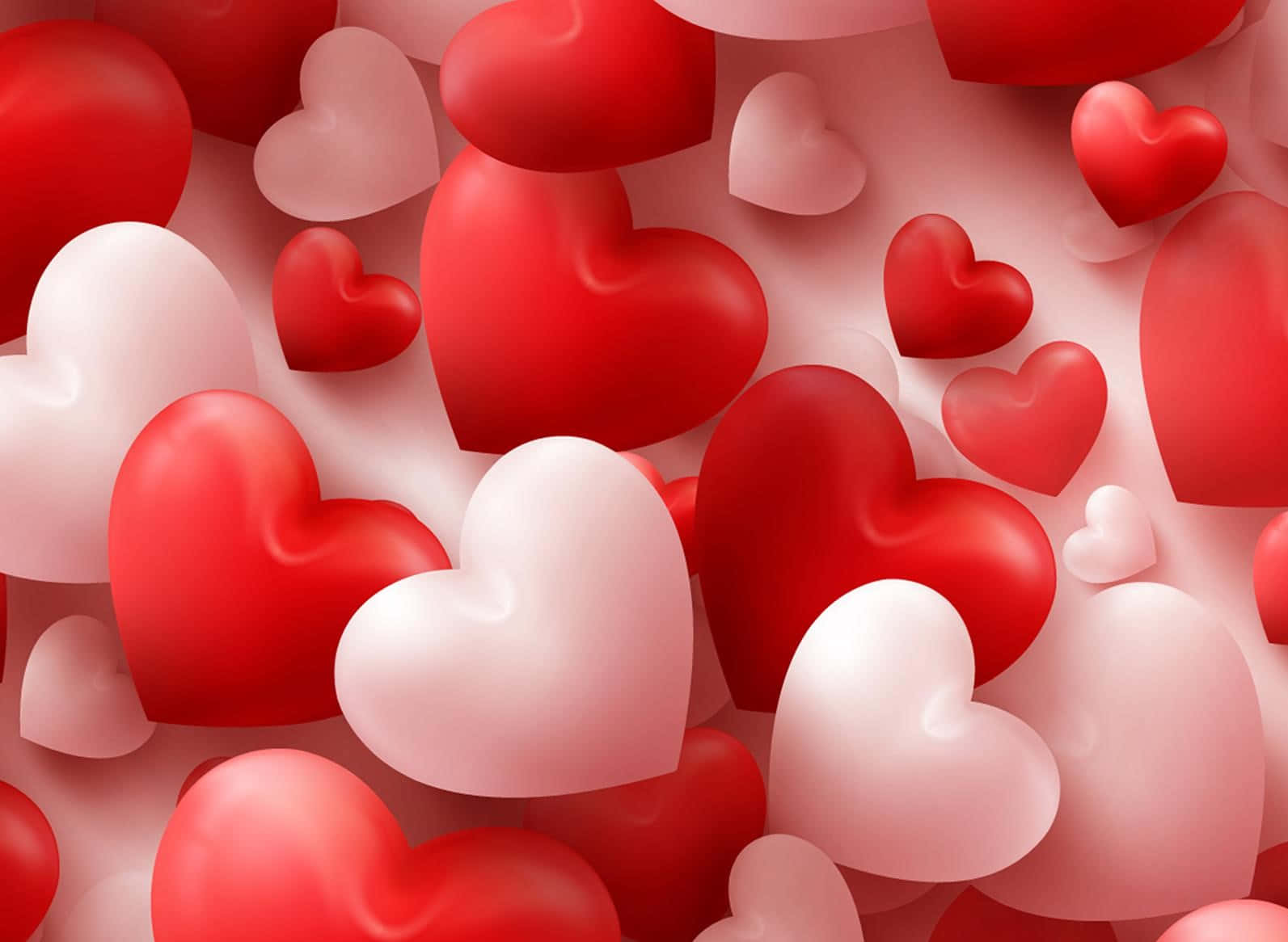 Red And Pink 3d Cute Valentines Hearts Wallpaper