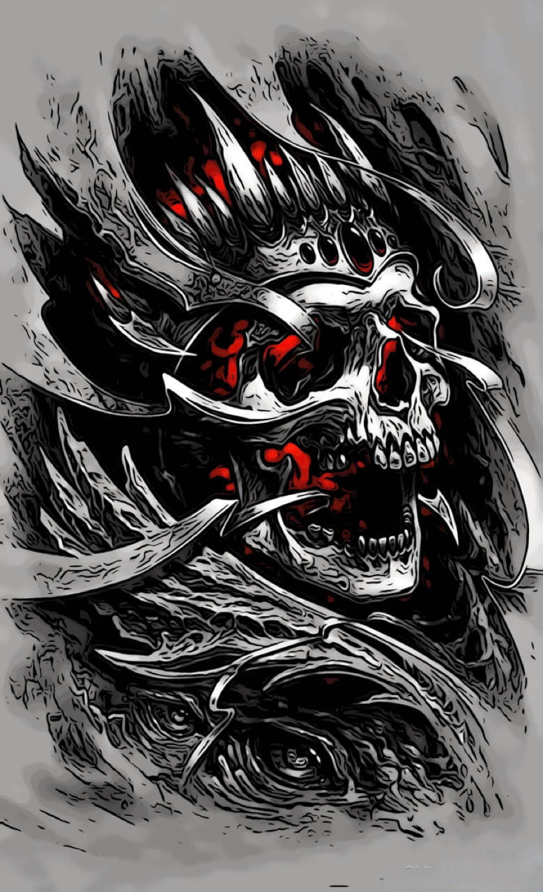 Red And White Gangster Skull Wallpaper