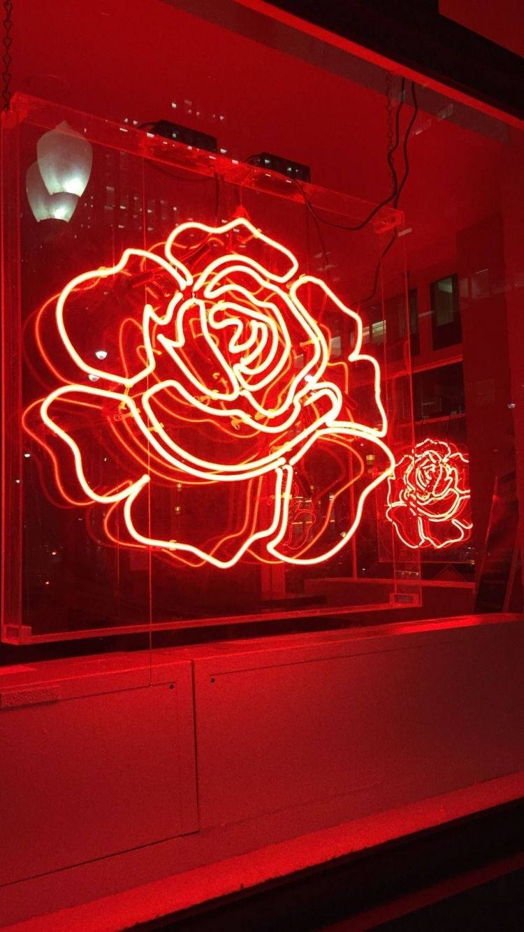 Red Baddie Floral Signage Wallpaper