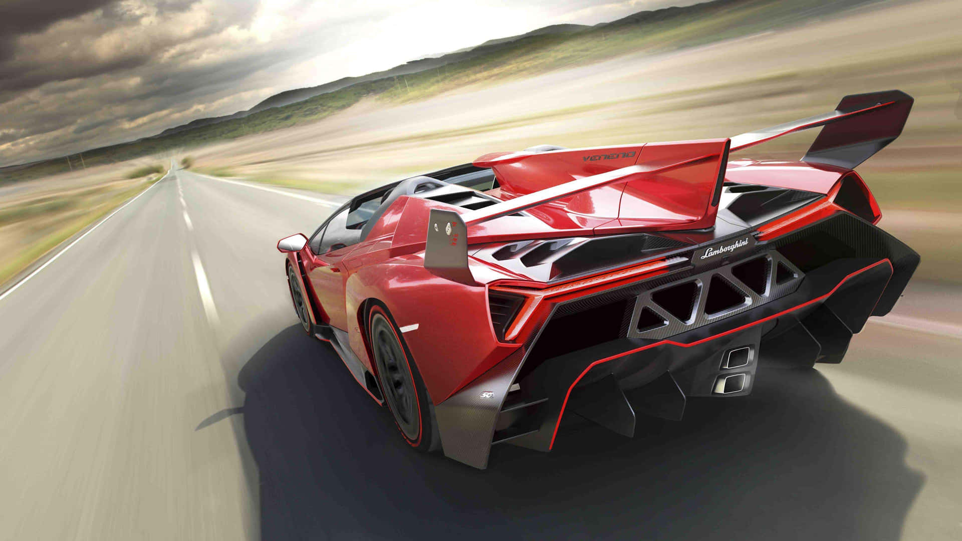 Red Expensive Lamborghini Driving Wallpaper