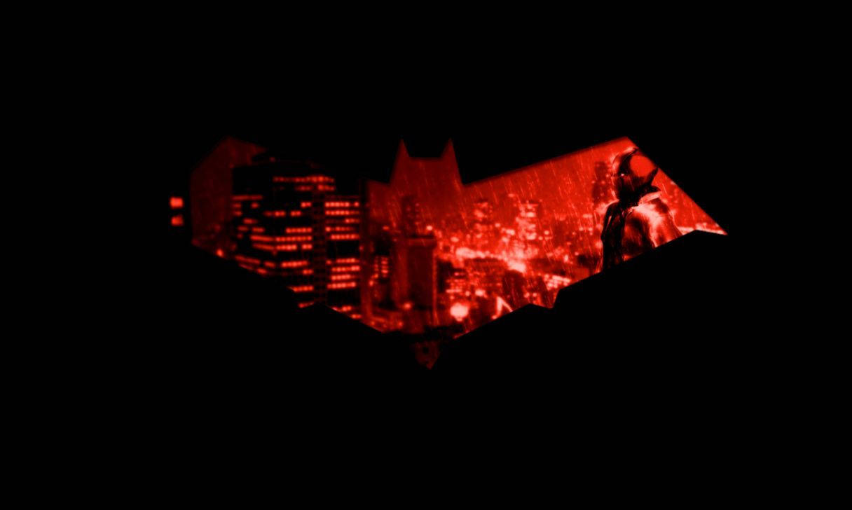 Red Hood On Red Batman Logo Wallpaper