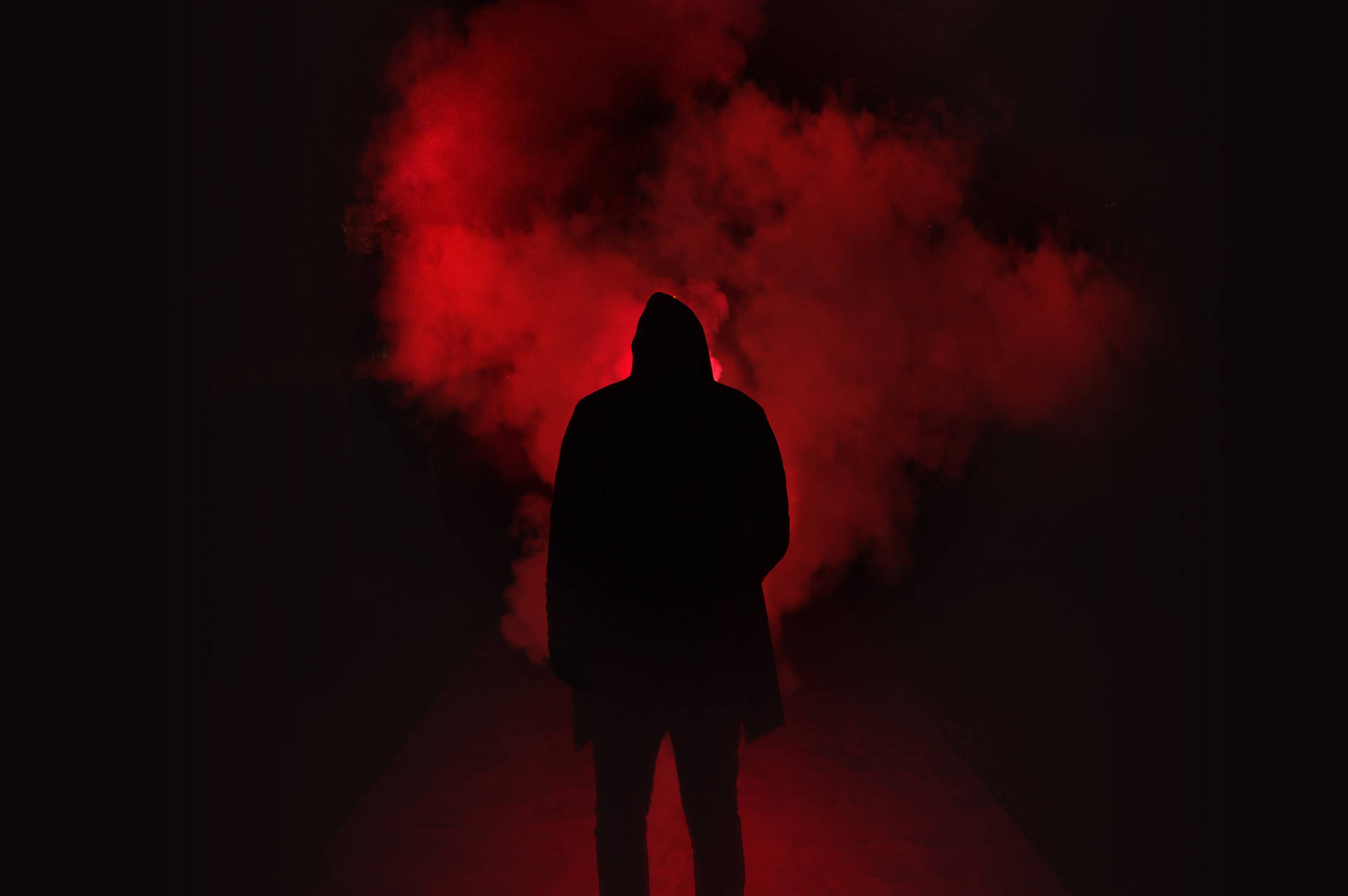 Red Hood Silhouette In Dark Red And Black Wallpaper