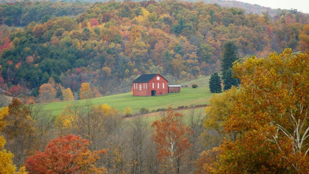 Red House In Ohio Meadow Wallpaper