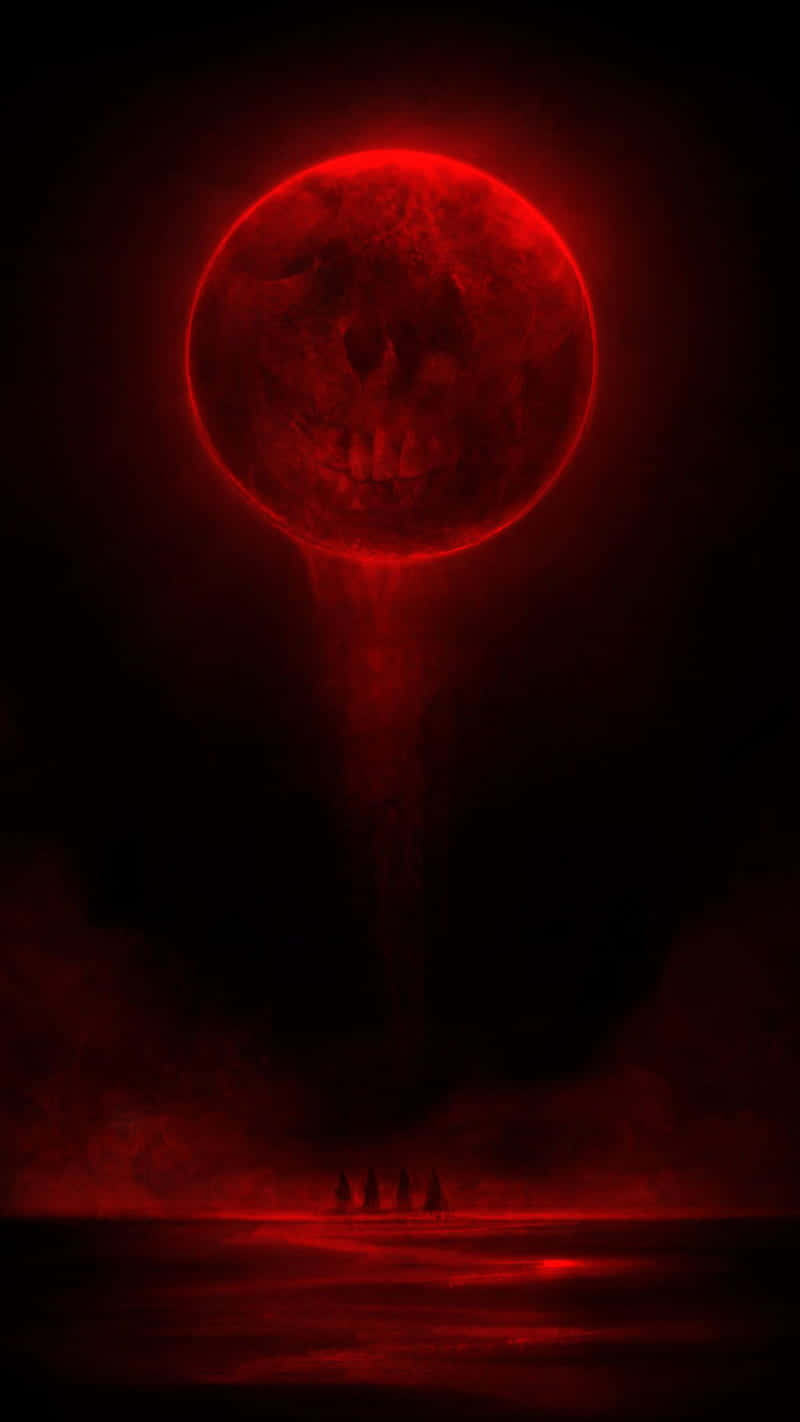 Red Skull Eclipse Dark Fantasy Wallpaper