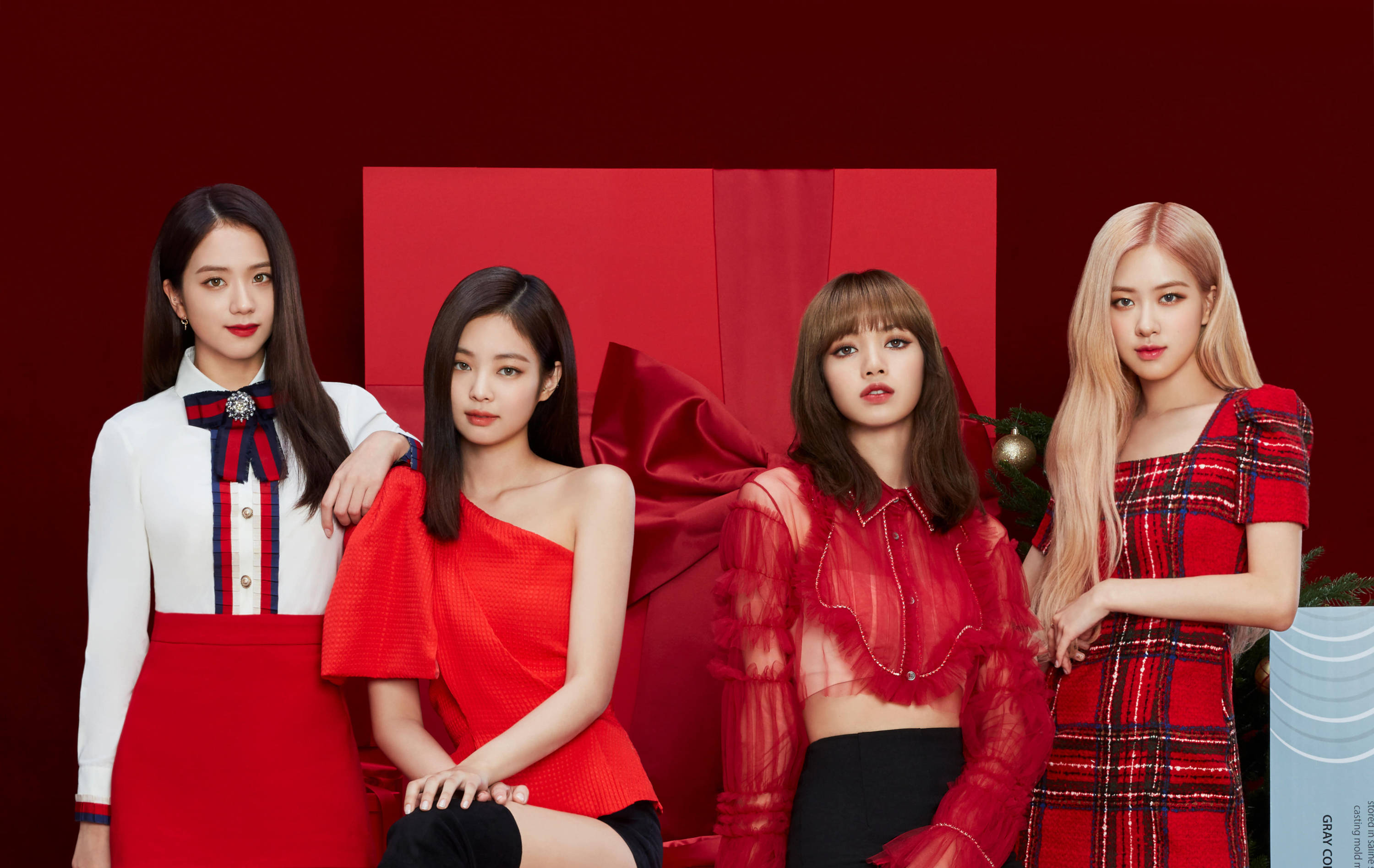 Red-themed Outfit Blackpink Desktop Wallpaper