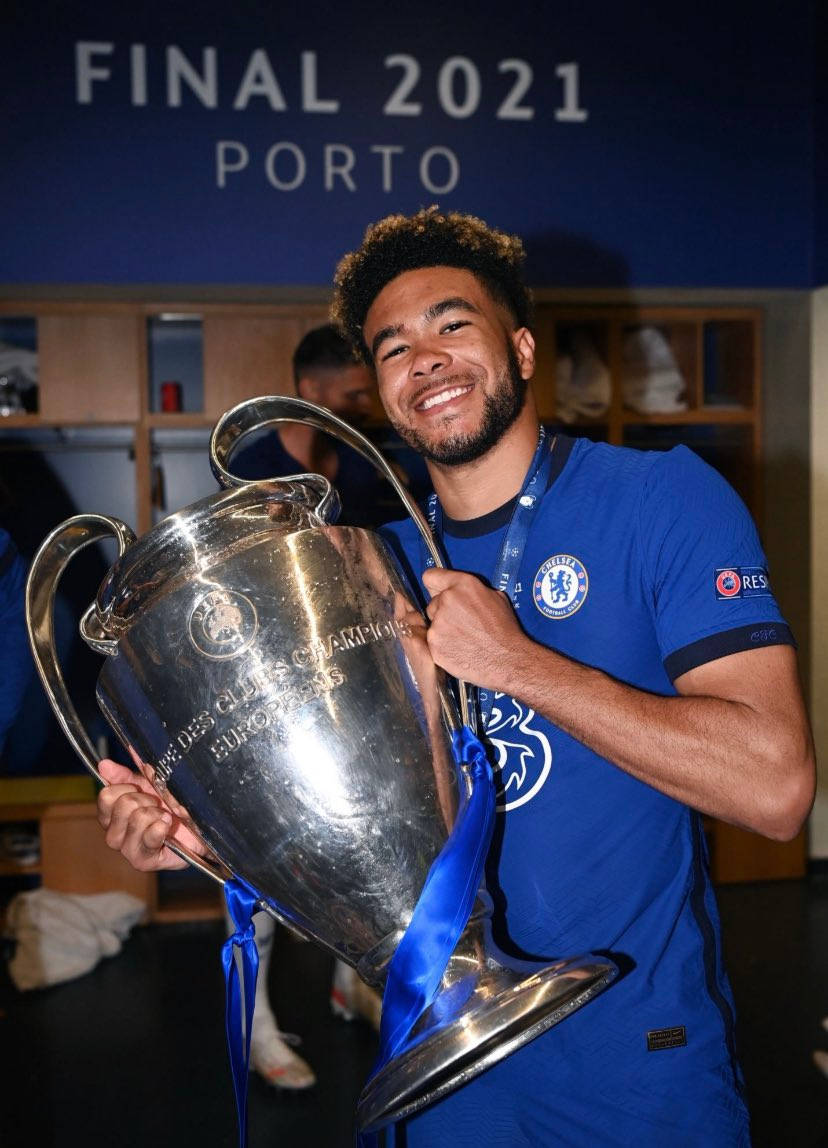 Reece James Happy Holding Trophy Wallpaper