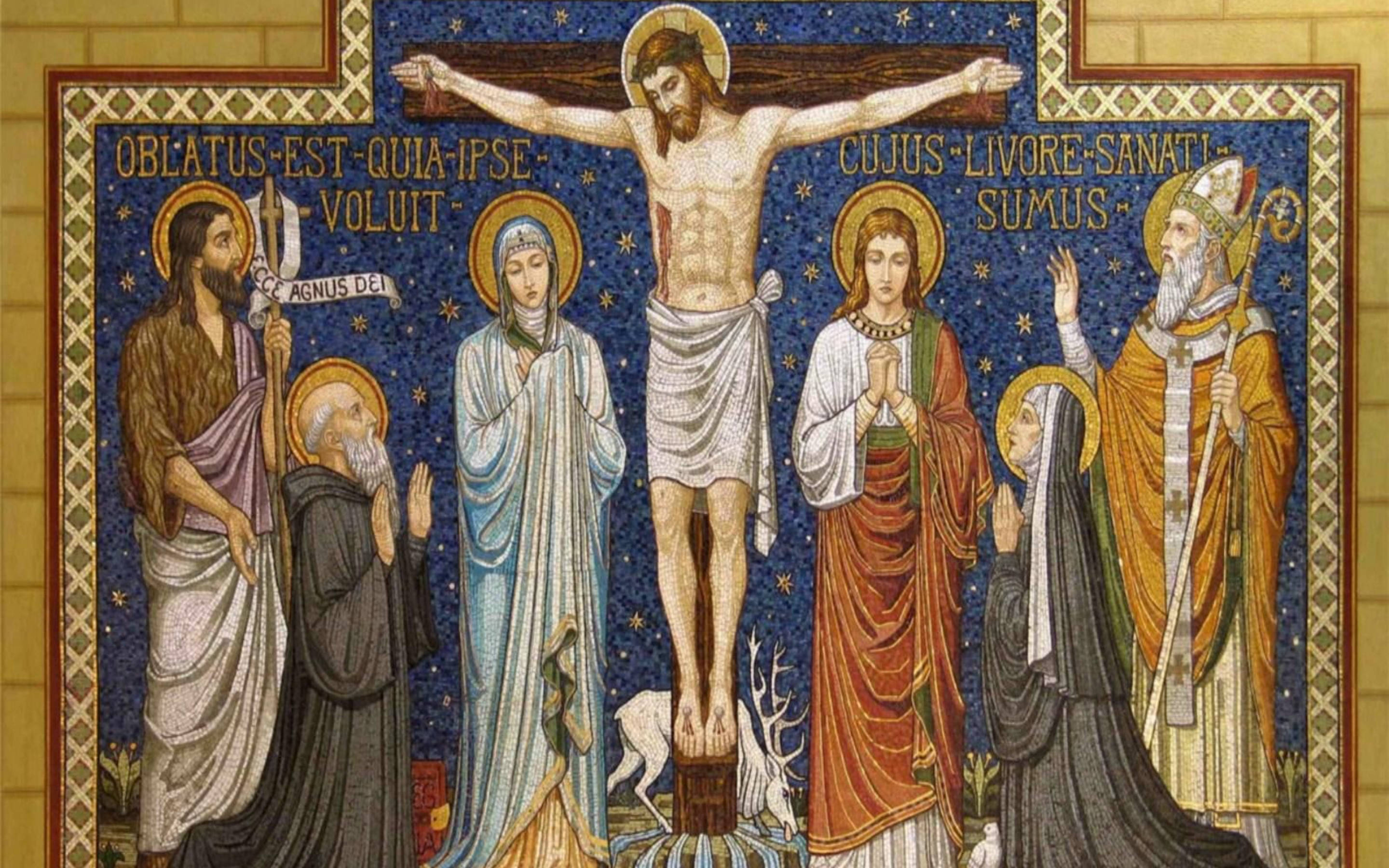 Renaissance Catholic Painting Of Crucifixion Wallpaper