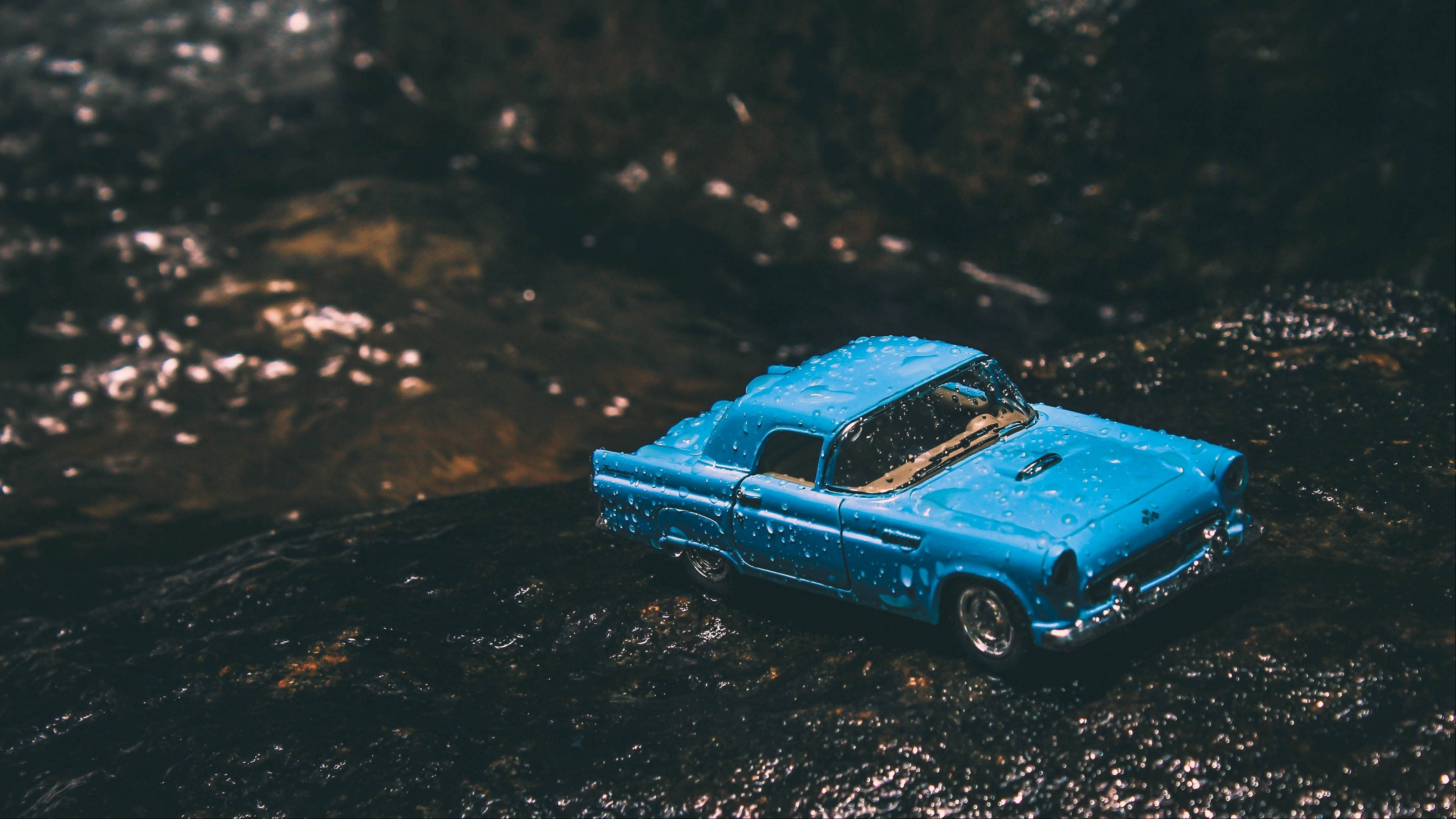 Retro Blue Matchbox Car 4k Wallpaper