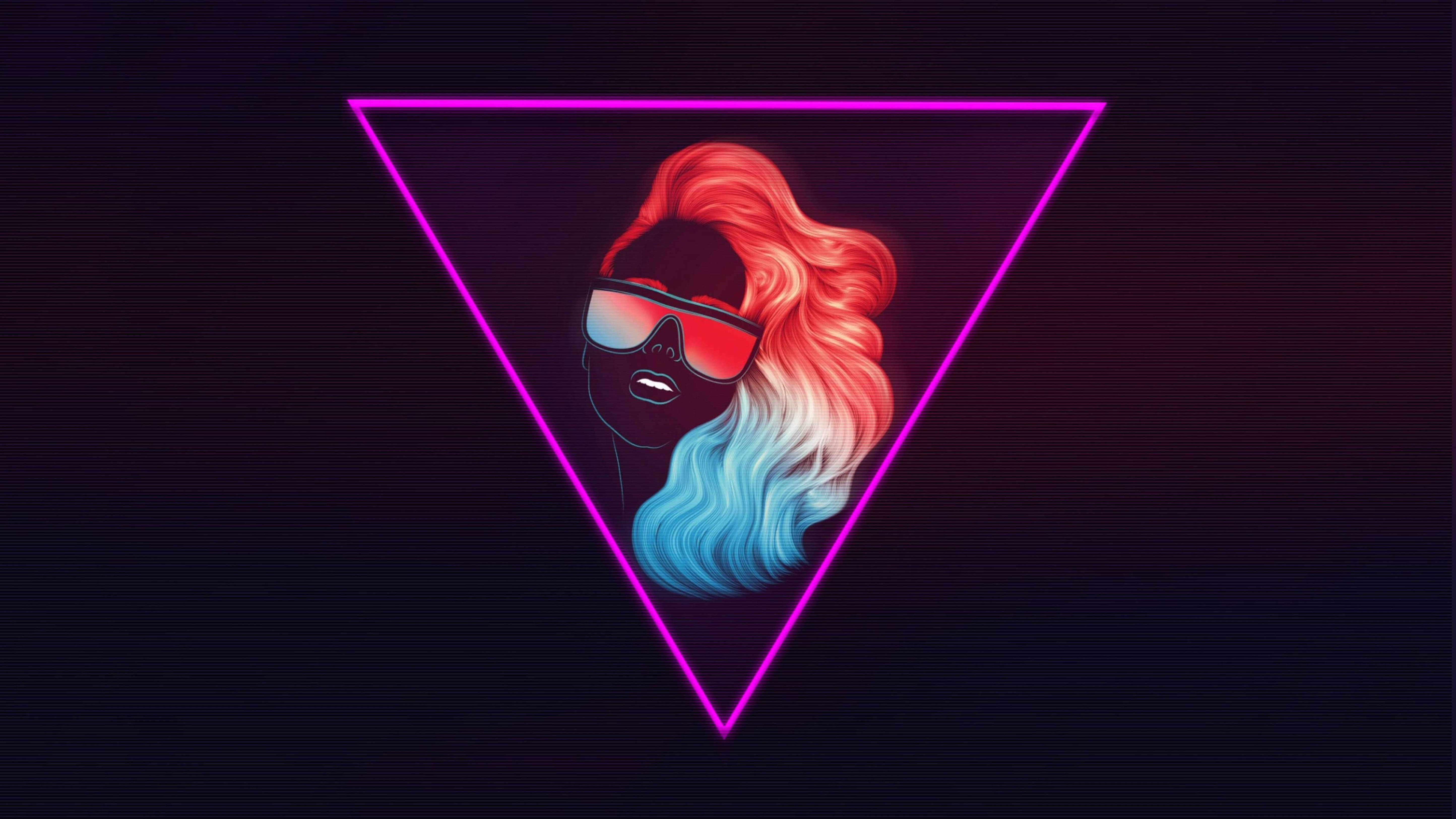 Retro Neon Portrait Art 4k Wallpaper