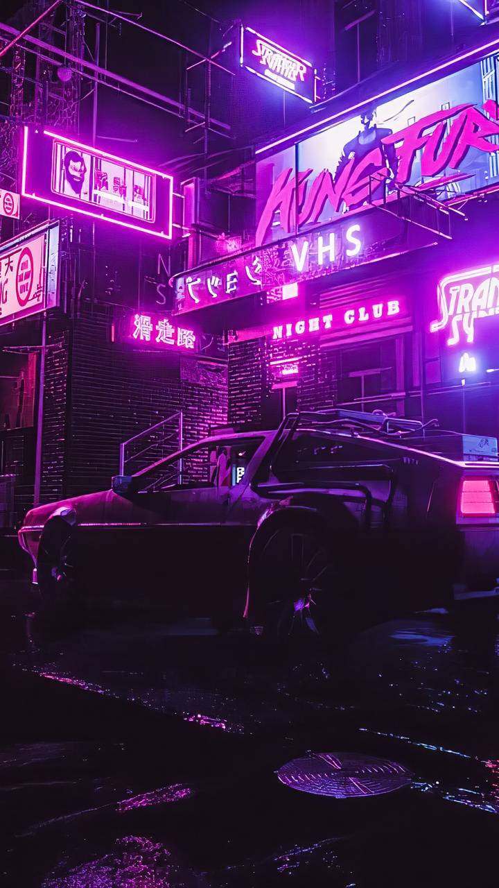 Retro Night City Cyberpunk 2077 Iphone Wallpaper