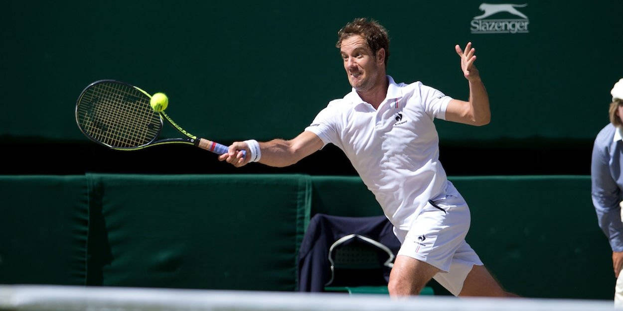 Richard Gasquet Making A Dynamic Run For The Ball During A Match Wallpaper