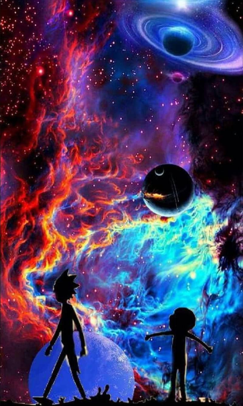 Rick And Morty Colorful Galaxy Wallpaper